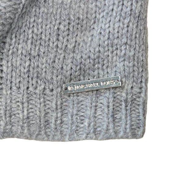 Michael Kors Womens Cable Knit Cardigan Sweater Gray LG Wool Blend Open Front - Picture 5 of 7